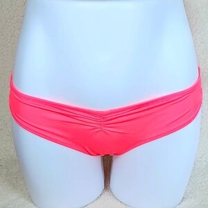 NWOT PINK Victoria's Secret Rusched Mini Cheeky Bikini Bottom  Neon Pink Small